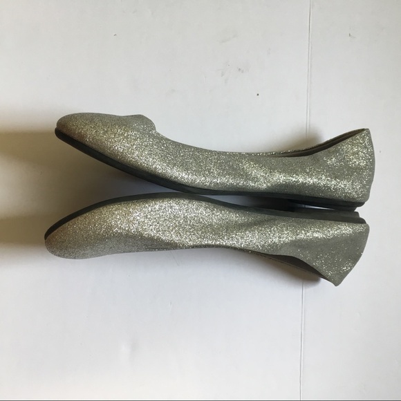 Size 11 Silver Glitter Sparkly Ballet Flats - Office Casual - Picture 3 of 6